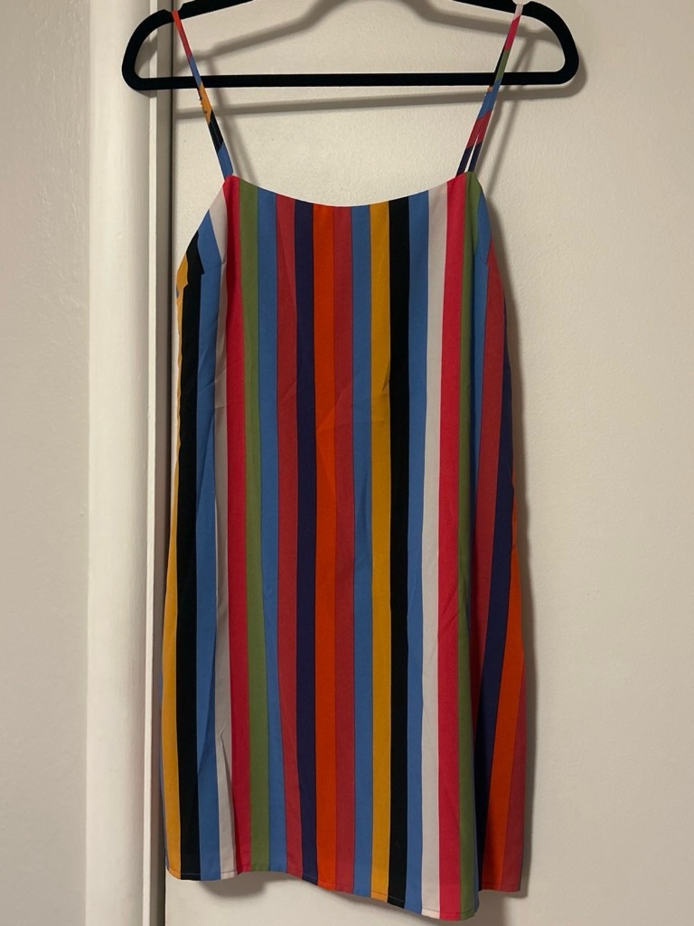 Multicolor Vertical Stripe Spaghetti Strap Mini Dress
